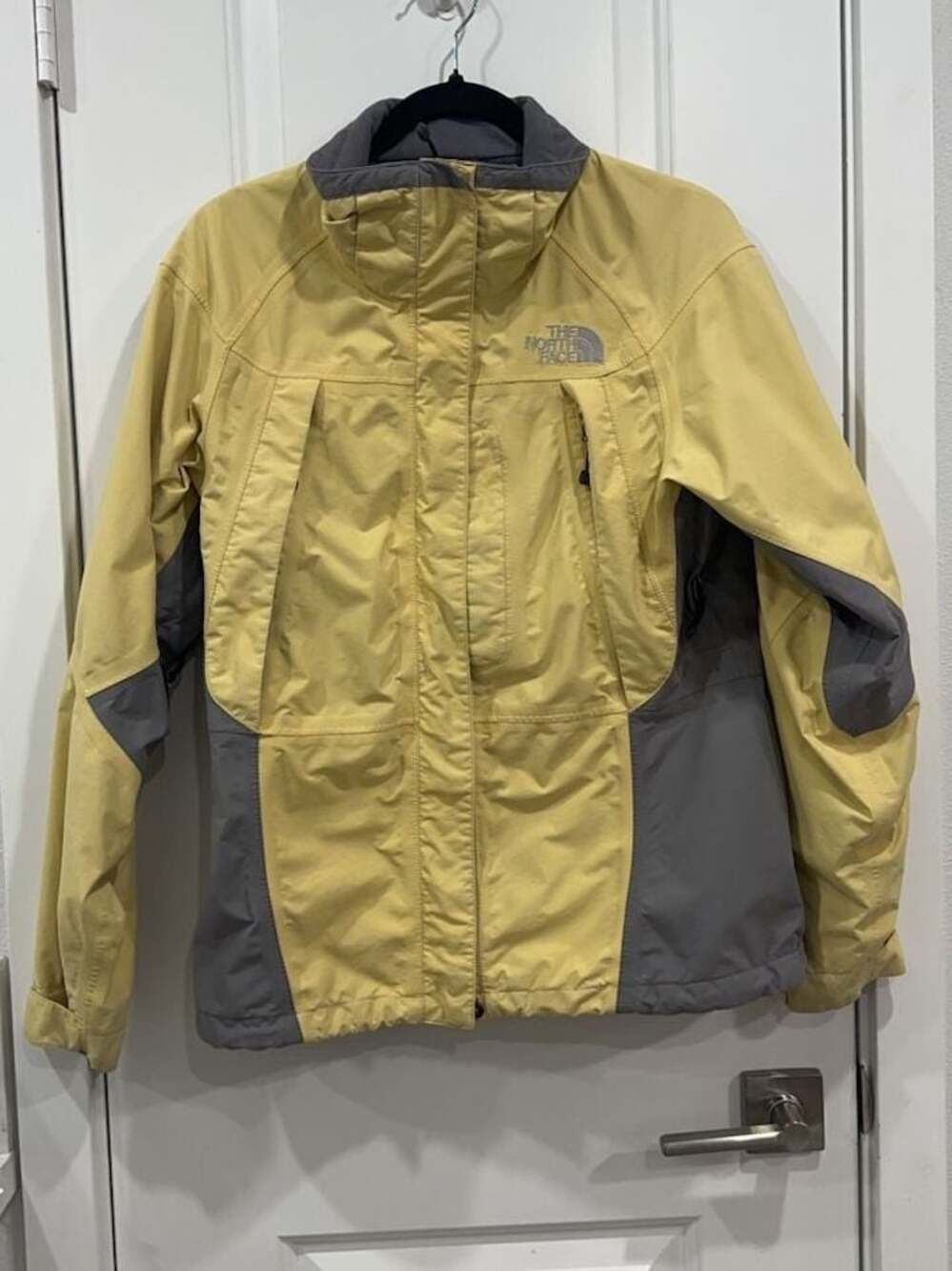 The North Face Women's Yellow and Grey Waterproof Rain Jacket